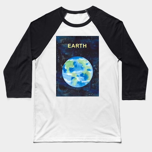 Earth Poster Baseball T-Shirt by Wanda City